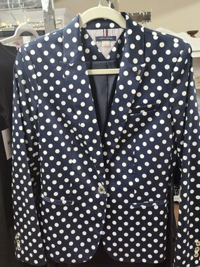 Tommy Hilfiger Navy and White Polka Dot Blazer